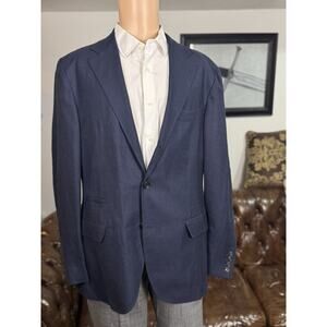 Brunello Cucinelli Wool Silk Linen Navy Blazer Unstructured 52/Large 42 US Notch